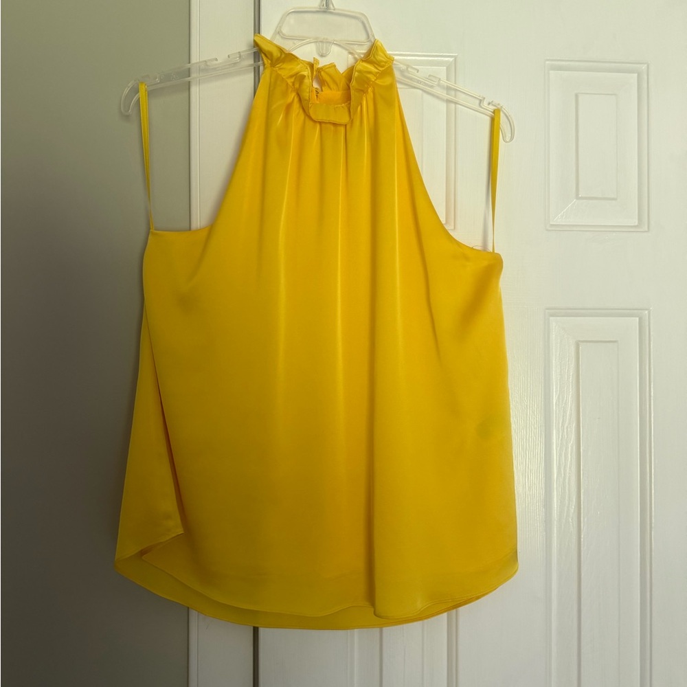 White House Black Market Yellow Halter Camisole with Ruffled Neck